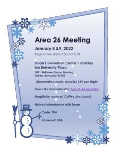 Area 26 January Meeting @ Holiday Inn Sloan Convention Center | Falls of Rough | Kentucky | United States