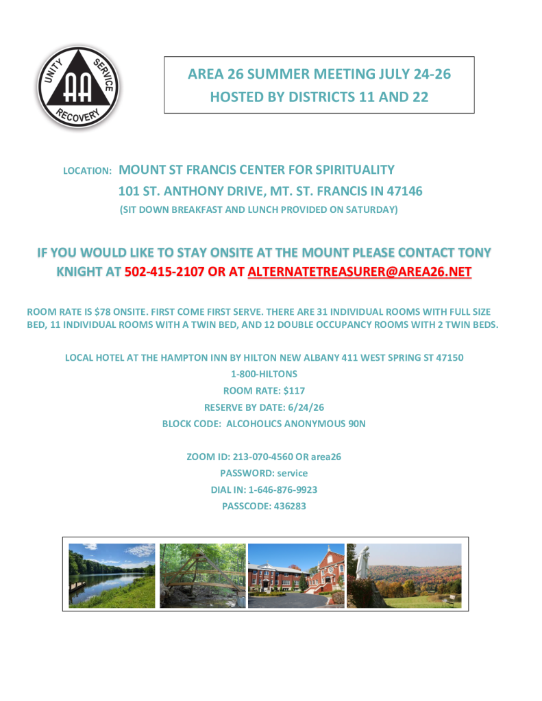 Area 26 Summer Meeting (July 24-26)